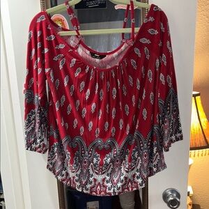 1 Red & 1 Blue Paisley Women's Top